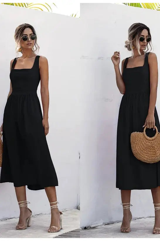 Casual Ruched Spaghetti Strap Maxi Dress