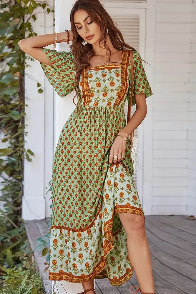 Casual Square Neck Maxi Dress