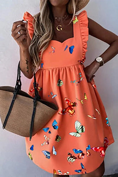 Elegant Sleeveless Floral Print Midi Dress