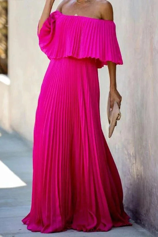 Elegant Off-Shoulder Strapless Maxi Dress