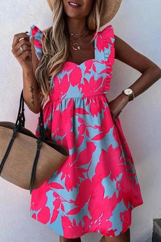 Elegant Sleeveless Floral Print Midi Dress