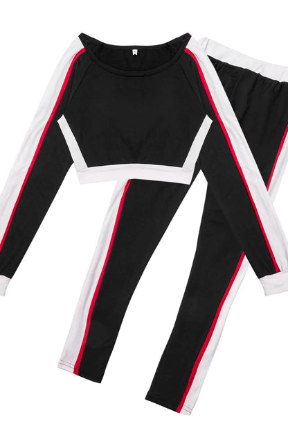 Side-Striped Crop Top Tracksuit