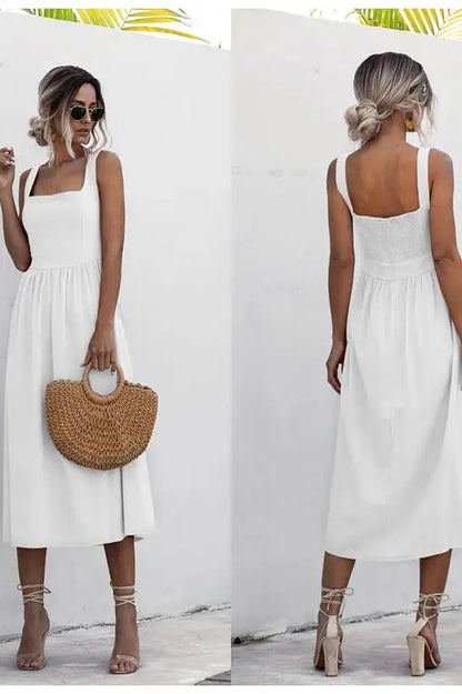 Casual Ruched Spaghetti Strap Maxi Dress