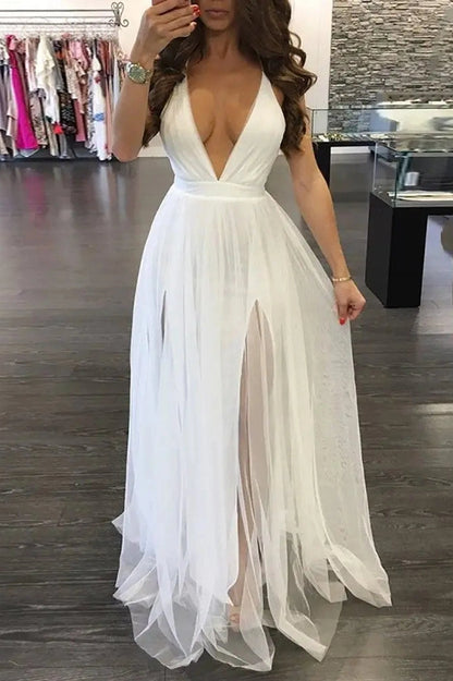 Elegant Deep V-Neck Maxi Dress