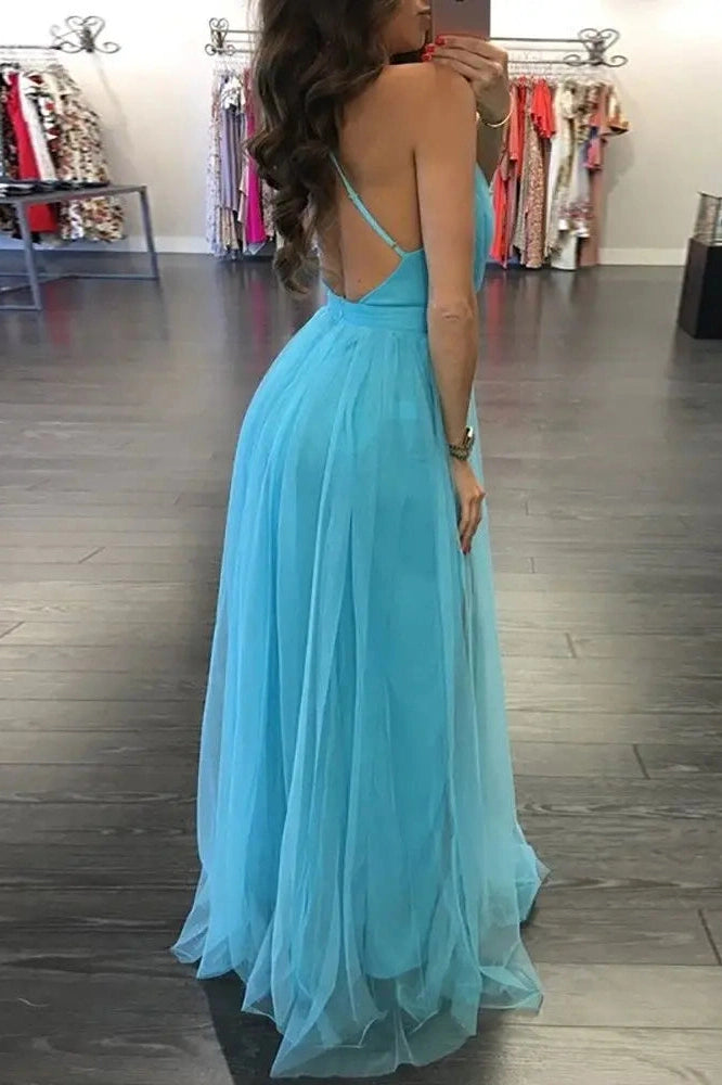 Elegant Deep V-Neck Maxi Dress