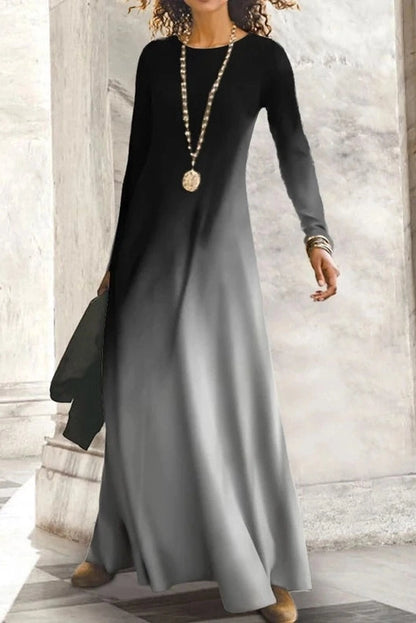 Elegant O-Neck Patchwork Maxi Dress