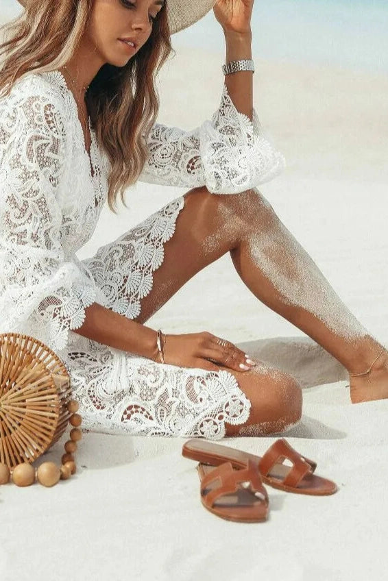 V-Neck Lace Cover-Up Dress