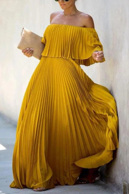 Elegant Off-Shoulder Strapless Maxi Dress