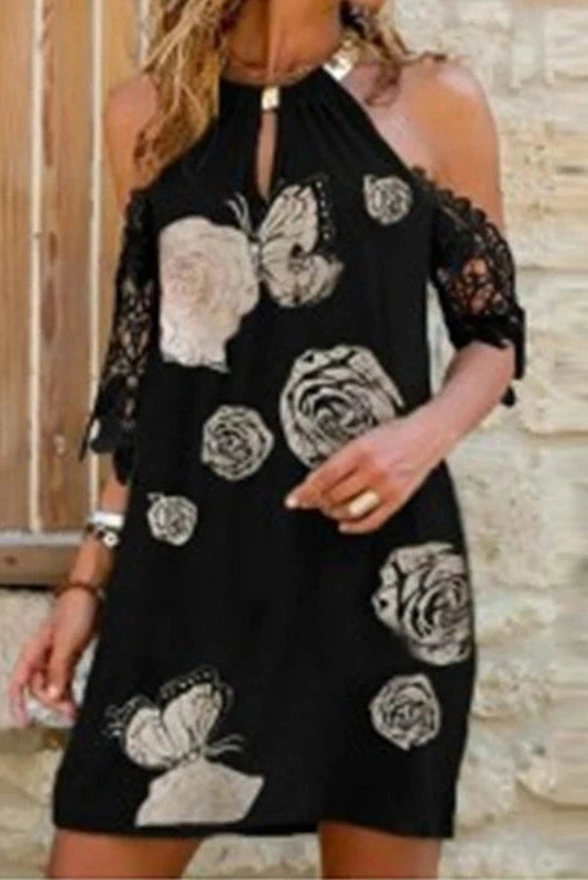 Elegant Off-Shoulder Printed Mini Dress