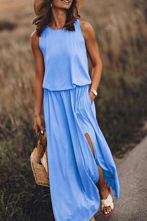 Loose Sleeveless Split Maxi Dress GOMINGLO