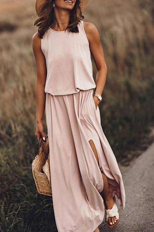 Loose Sleeveless Split Maxi Dress GOMINGLO