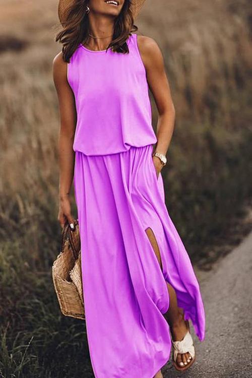 Loose Sleeveless Split Maxi Dress GOMINGLO