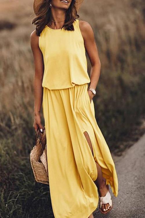 Loose Sleeveless Split Maxi Dress GOMINGLO