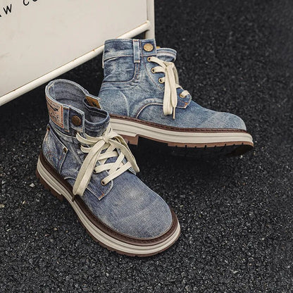 Luxury Denim Fashion Elegant Platform Ankle Boots For Women GOMINGLO