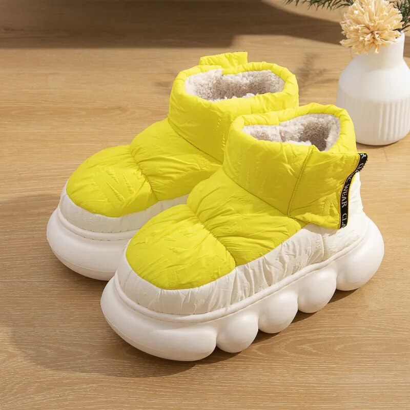 New Winter Thick Bottom Plush Lining Cotton Padded Warm Snow Boots for Women GOMINGLO