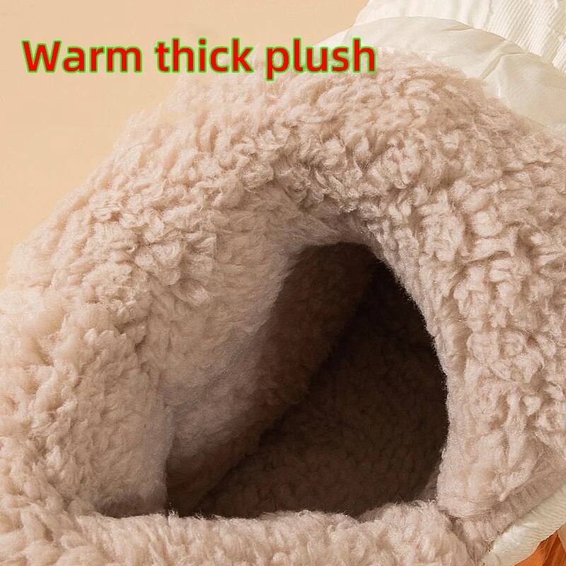 New Winter Thick Bottom Plush Lining Cotton Padded Warm Snow Boots for Women GOMINGLO