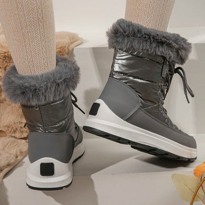 New Women's Winter Thick Plush Platform Waterproof Snow Boots GOMINGLO
