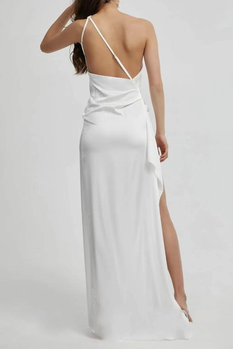 Ruched Slit One Shoulder Irregular Maxi Dress GOMINGLO