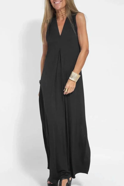 Elegant Sleeveless V-Neck Maxi Dress