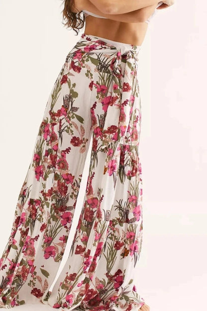 Elegant Floral Print Cover-Up Pants