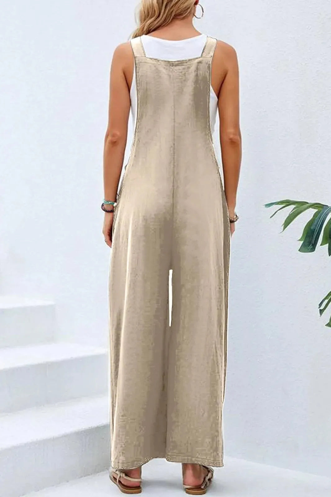 Button Back Strap Pocket Maxi Dress