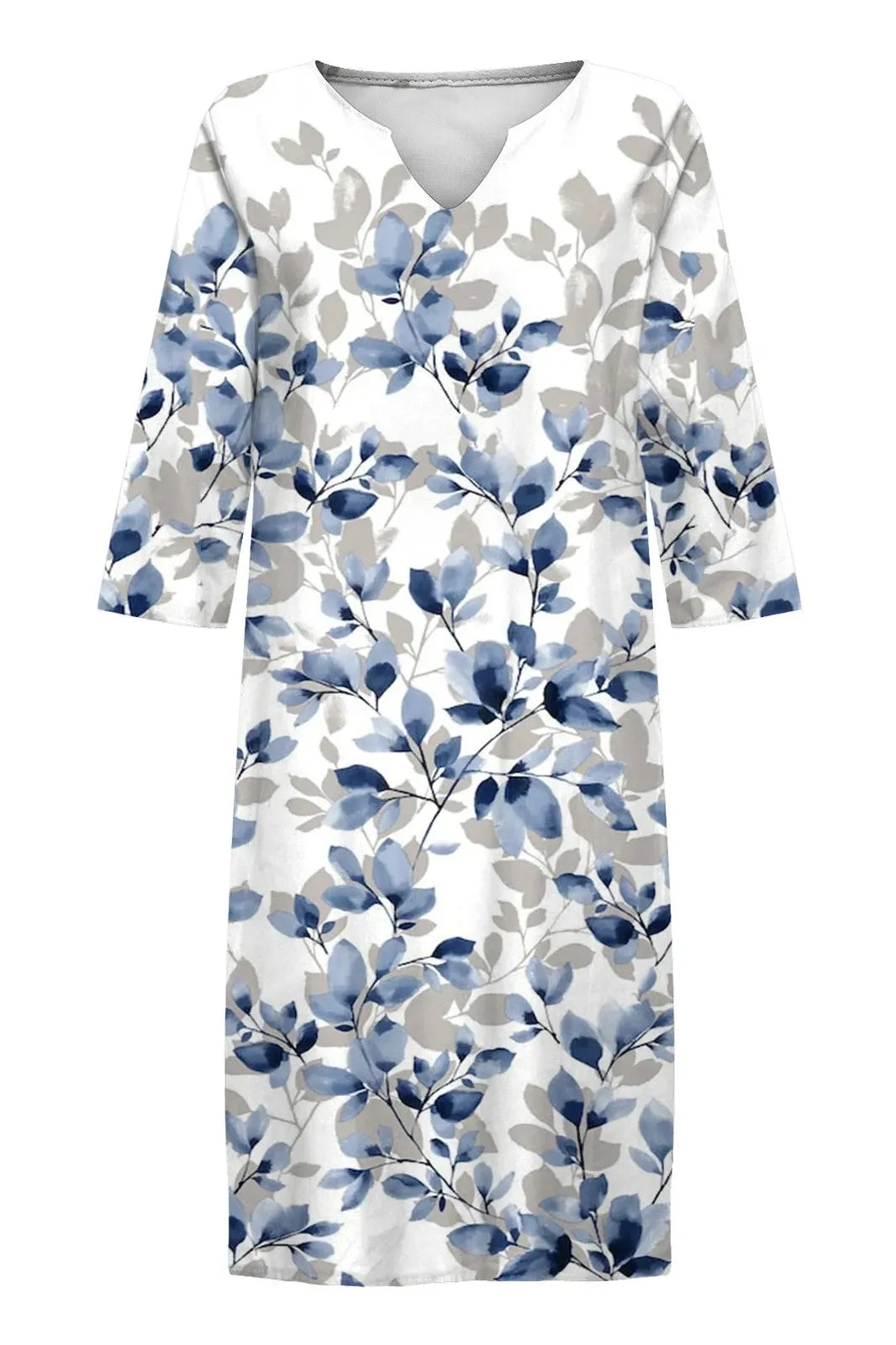 Elegant Printed V-Neck Midi Dress