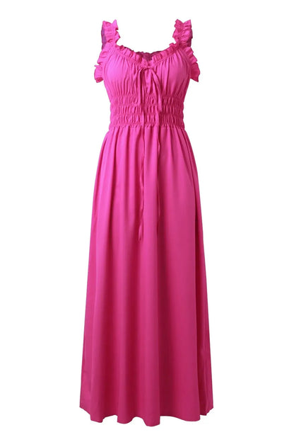 Sleeveless Pleated High Waist Maxi Dress