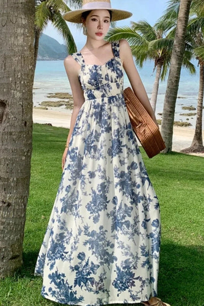 Sleeveless Floral Printed Maxi Dress