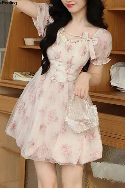 Elegant Puff Sleeve A-Line Mini Dress