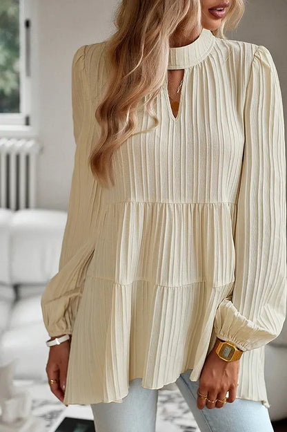 Elegant Turtleneck Puff Sleeve Solid Shirt