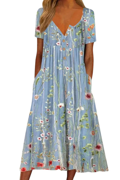 Elegant Flower Print Maxi Dress