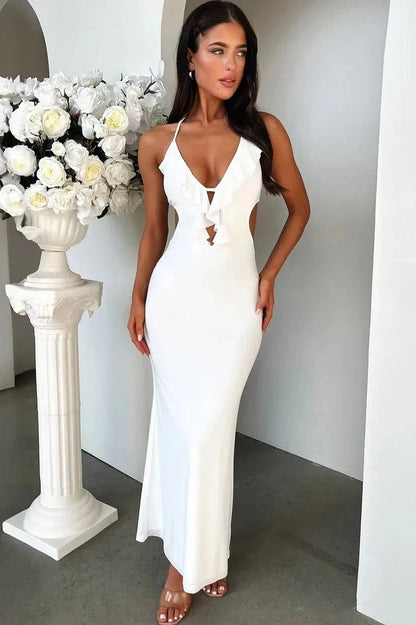 V-Neck Backless Bodycon Maxi Dress