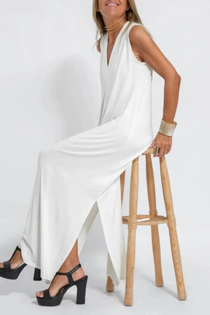 Elegant Sleeveless V-Neck Maxi Dress