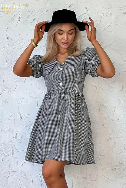 Print Short Sleeve Mini Dress