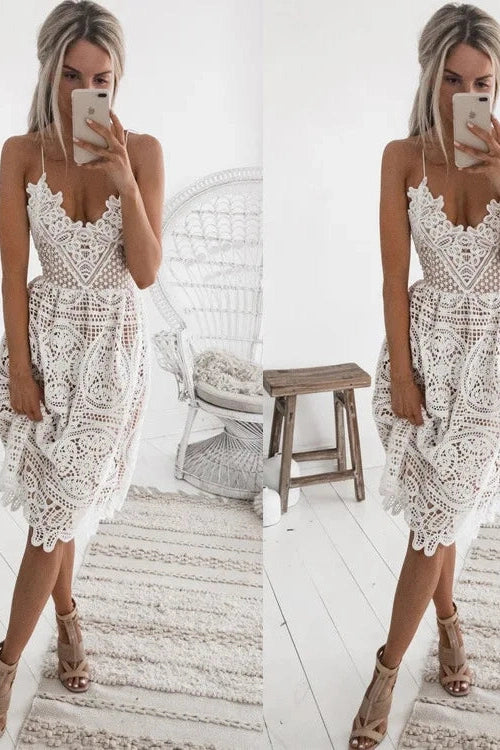 Elegant Backless Spaghetti Strap Midi Dress