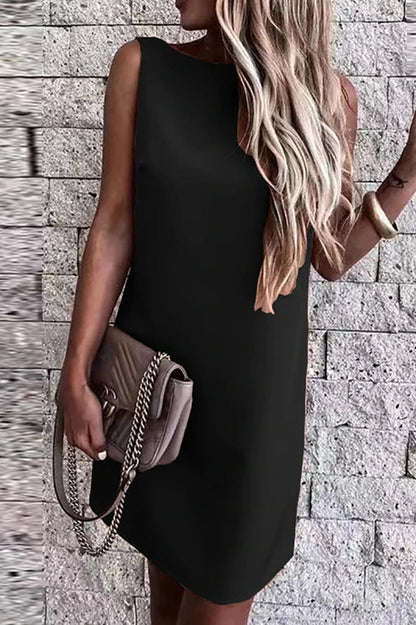 Elegant O-Neck Sleeveless Mini Dress