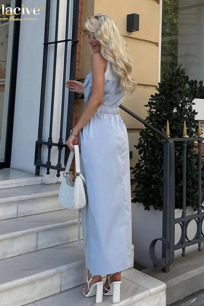 O-Neck Sleeveless Maxi Dress