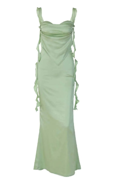 Elegant Backless Ruffled Maxi Dress