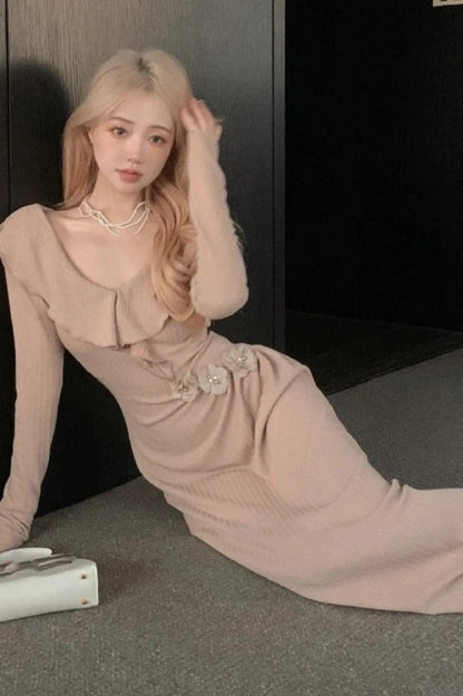 Elegant Long Sleeves Maxi Dress