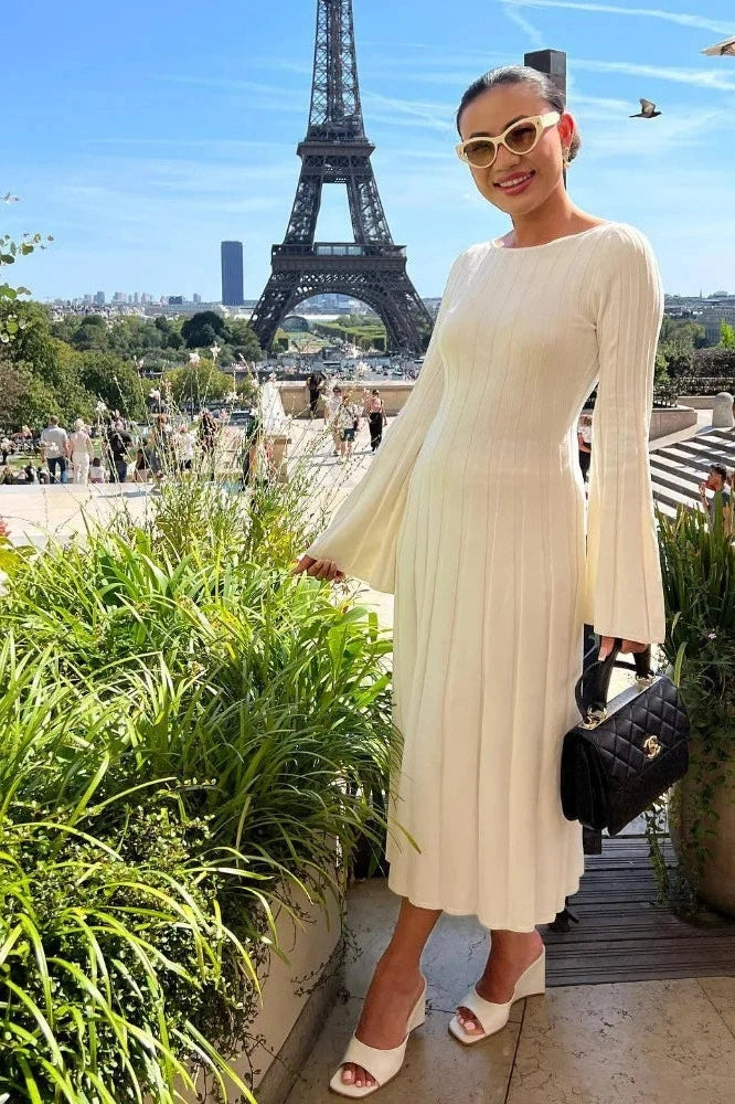 Elegant Long Sleeve Backless Maxi Dress