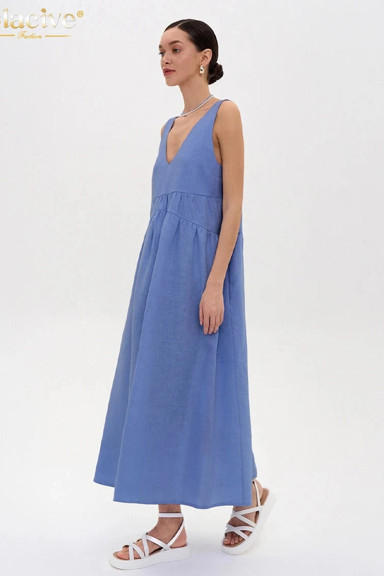 V-Neck Sleeveless Maxi Dress