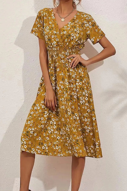 Elegant Floral Print Midi Dress