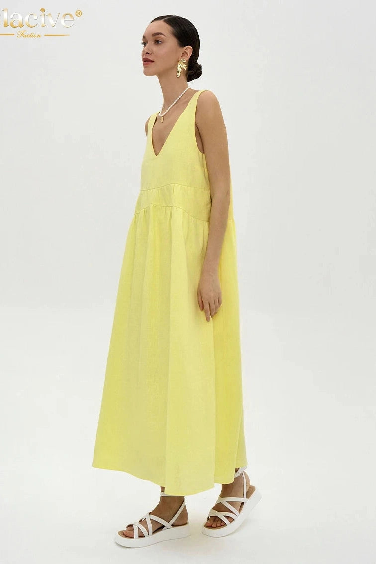 V-Neck Sleeveless Maxi Dress