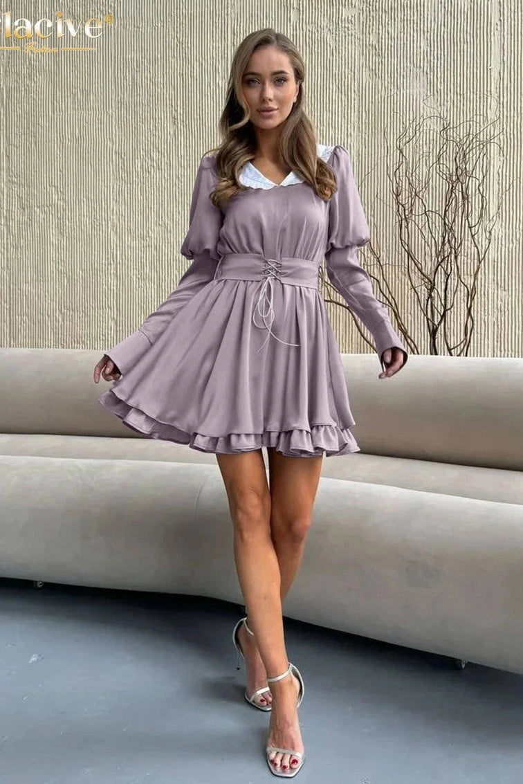 Elegant Long Sleeve Mini Dress