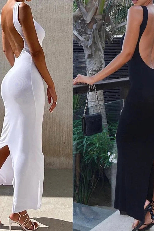 Sleeveless Backless Bodycon Maxi Dress