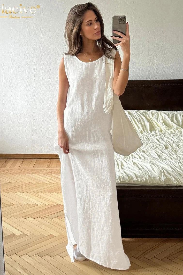 Square Collar Sleeveless Maxi Dress