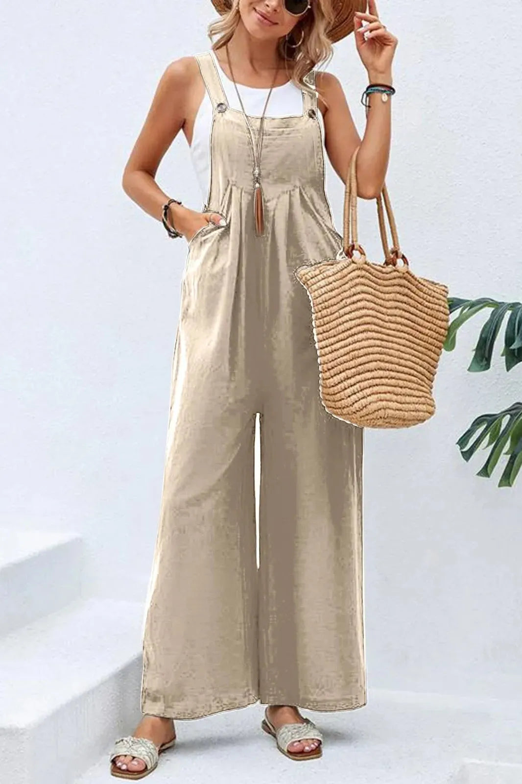 Button Back Strap Pocket Maxi Dress