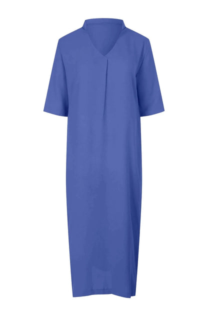 V-Neck Loose Cotton Maxi Dress