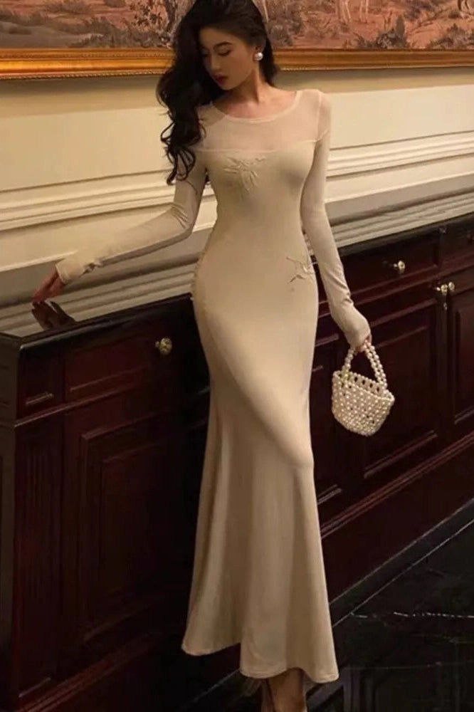 Elegant Long Sleeve Bodycon Maxi Dress