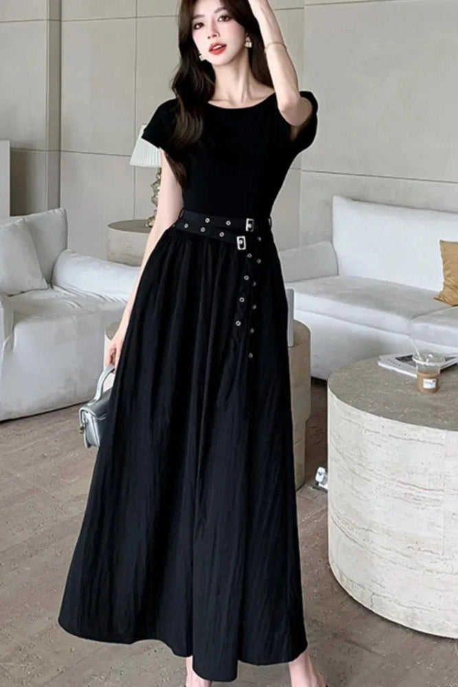 Elegant O-Neck Maxi Dress